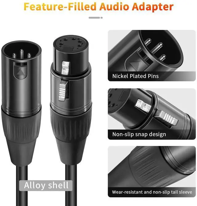 Alt view image 2 of 7 - 2 Pack Professional XLR 3 Pin Male to DMX 5 Pin Female Adapter Cable 12" Stage-Grade Connectors for Lighting Control, Microphones & Audio Equipment (Roadie-Tough Durability)