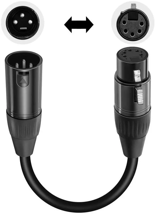 Alt view image 5 of 7 - 2 Pack Professional XLR 3 Pin Male to DMX 5 Pin Female Adapter Cable 12" Stage-Grade Connectors for Lighting Control, Microphones & Audio Equipment (Roadie-Tough Durability)