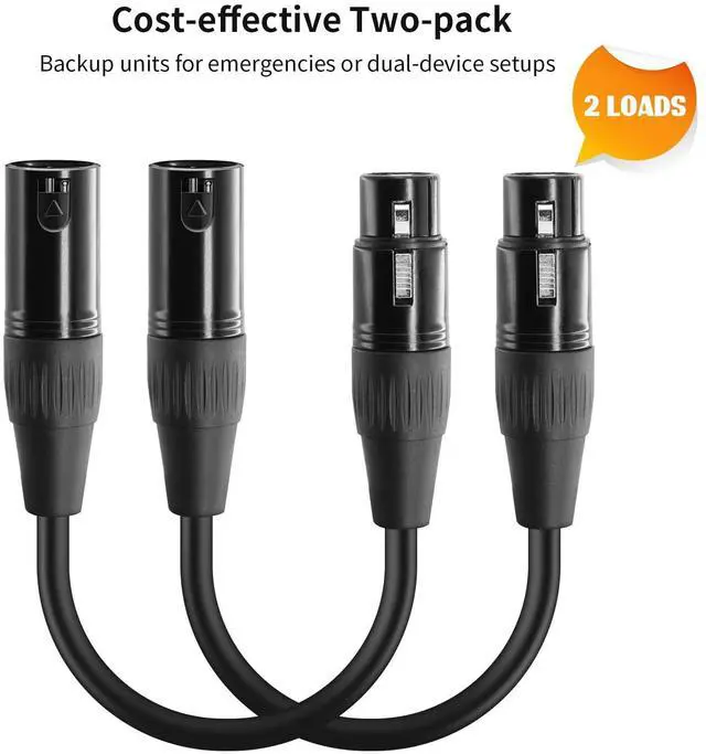 Alt view image 6 of 7 - 2 Pack Professional XLR 3 Pin Male to DMX 5 Pin Female Adapter Cable 12" Stage-Grade Connectors for Lighting Control, Microphones & Audio Equipment (Roadie-Tough Durability)