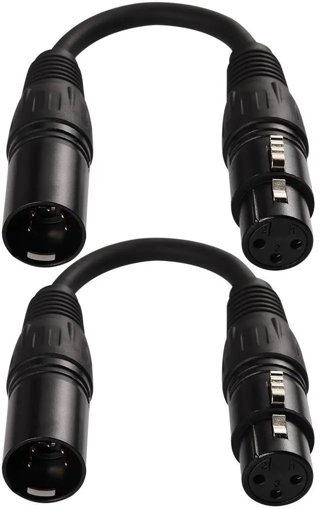 Main image of 5 Pin to 3 Pin DMX Adapter (5 Pin Male to 3 Pin Female) Signal XLR DMX 5-Pin-to-3-Pin Wire for Stage Lighting Microphone Adapter, 110 Ohms Impedance, Black, 6 Inches Each, Pack of 2