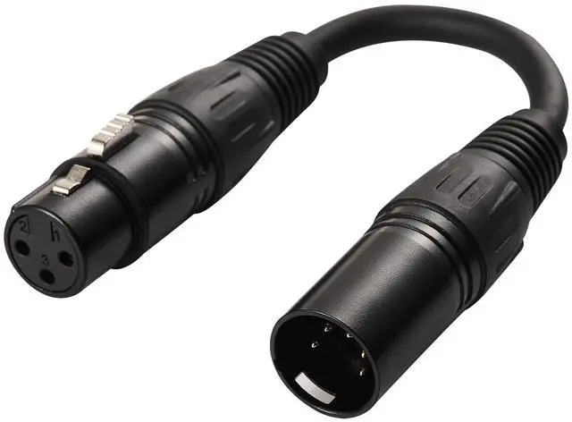 Alt view image 2 of 7 - 5 Pin to 3 Pin DMX Adapter (5 Pin Male to 3 Pin Female) Signal XLR DMX 5-Pin-to-3-Pin Wire for Stage Lighting Microphone Adapter, 110 Ohms Impedance, Black, 6 Inches Each, Pack of 2