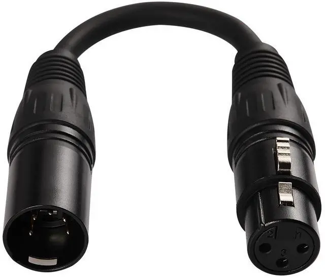 Alt view image 3 of 7 - 5 Pin to 3 Pin DMX Adapter (5 Pin Male to 3 Pin Female) Signal XLR DMX 5-Pin-to-3-Pin Wire for Stage Lighting Microphone Adapter, 110 Ohms Impedance, Black, 6 Inches Each, Pack of 2