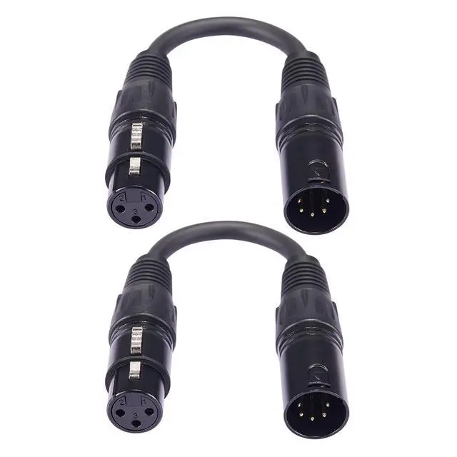 Alt view image 7 of 7 - 5 Pin to 3 Pin DMX Adapter (5 Pin Male to 3 Pin Female) Signal XLR DMX 5-Pin-to-3-Pin Wire for Stage Lighting Microphone Adapter, 110 Ohms Impedance, Black, 6 Inches Each, Pack of 2