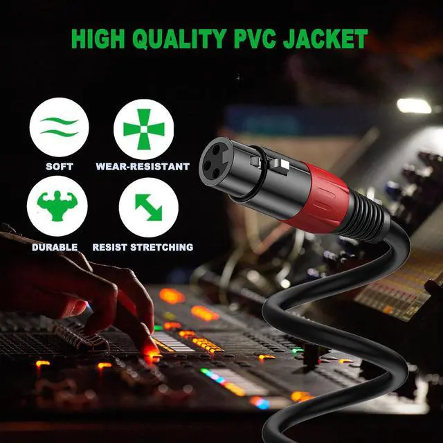 Alt view image 5 of 7 - XLR 3 Pin to 5 Pin Female Audio Cable, for Microphone DMX Stage Light Turnaround (2Pack)