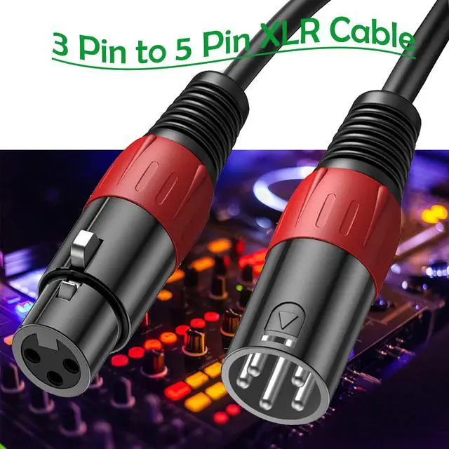 Alt view image 6 of 7 - XLR 3 Pin to 5 Pin Female Audio Cable, for Microphone DMX Stage Light Turnaround (2Pack)
