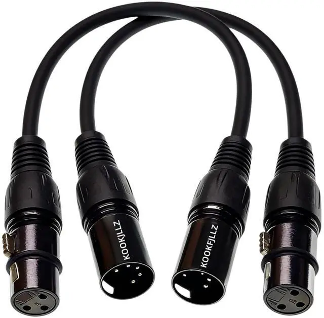 Main image of DMX Adapter Cable for Lighting Equipment - 5 Pin Male to 3 Pin Female XLR Converter, 6 Inch (2-Pack, Black)
