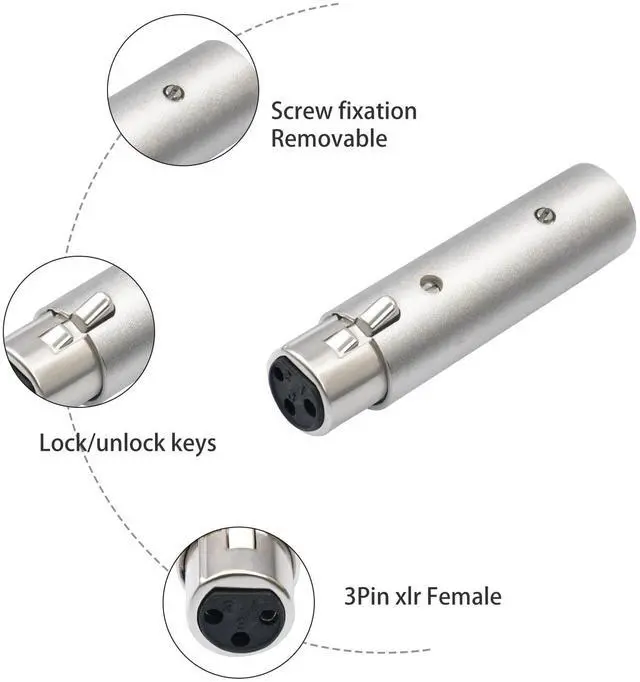 Alt view image 6 of 7 - Male 5Pin XLR to Female 3Pin XLR DMX Converter Adapter 5Pin Male to 3Pin Female Audio Connector 5-Pin to 3-Pin Conversion Expansion, for DMX Stage Lighting Dimmer Console-2Pack