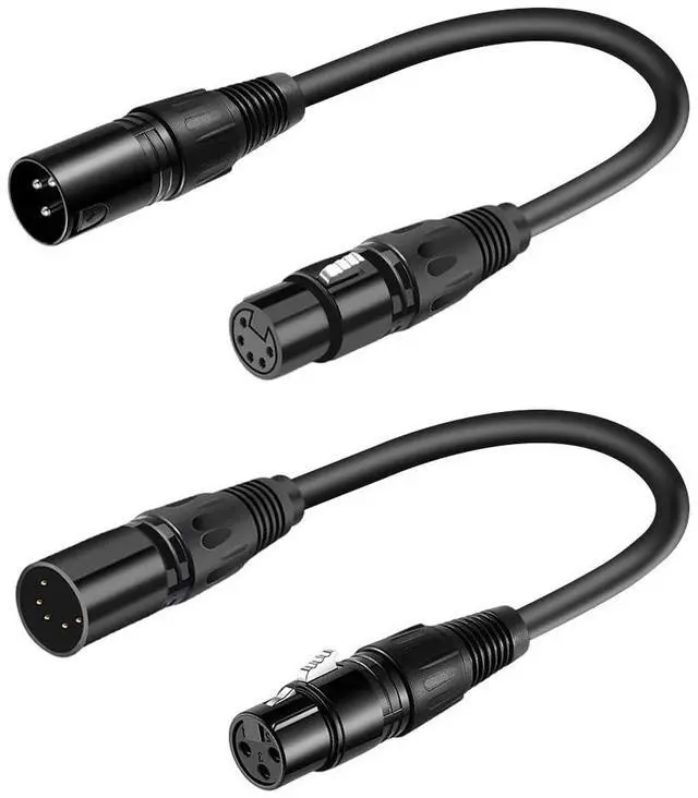 Main image of XLR Male 3 Pin to XLR Female 5 Pin & Female 3 Pin to Male 5 Pin Audio Cable, for Microphone DMX Stage Light Turnaround Etc1Set / 2Pack