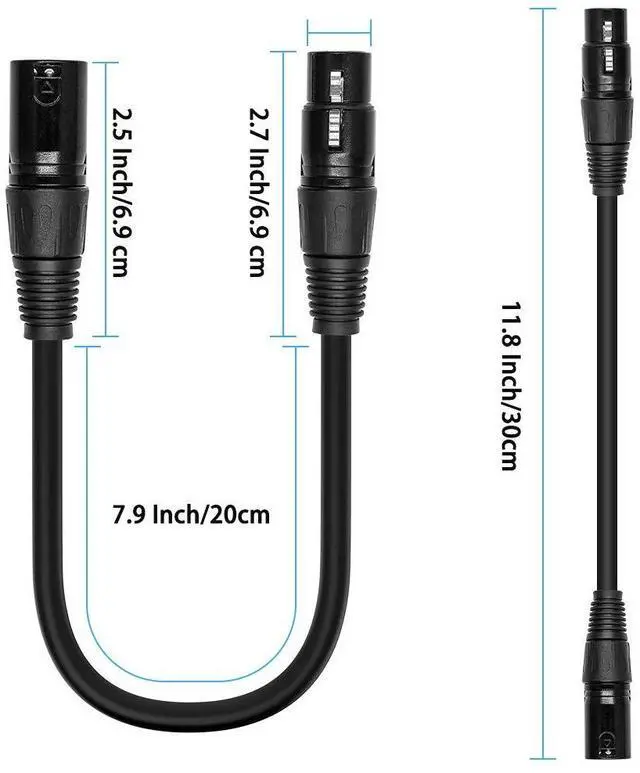 Alt view image 7 of 7 - XLR Male 3 Pin to XLR Female 5 Pin & Female 3 Pin to Male 5 Pin Audio Cable, for Microphone DMX Stage Light Turnaround Etc1Set / 2Pack