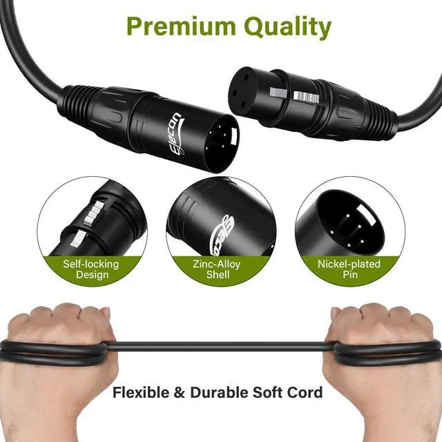 Alt view image 2 of 5 - 3 Pin Female to 5 Pin Male XLR/DMX Turnaround Adapter Cable 0.5 Ft/2 Pack, Premium Signal Transmission for Microphone Audio Stage Lighting & Controller, Flexible Durable, Black + Ties