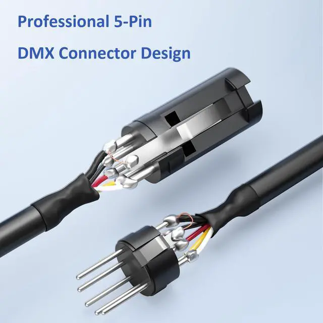 Alt view image 4 of 7 - 5 Pin DMX Cable 3 ft 2-Pack 4-Core Male to Female Stage Lighting Cable for DMX512 Controller, Multi-Color Coded (3')