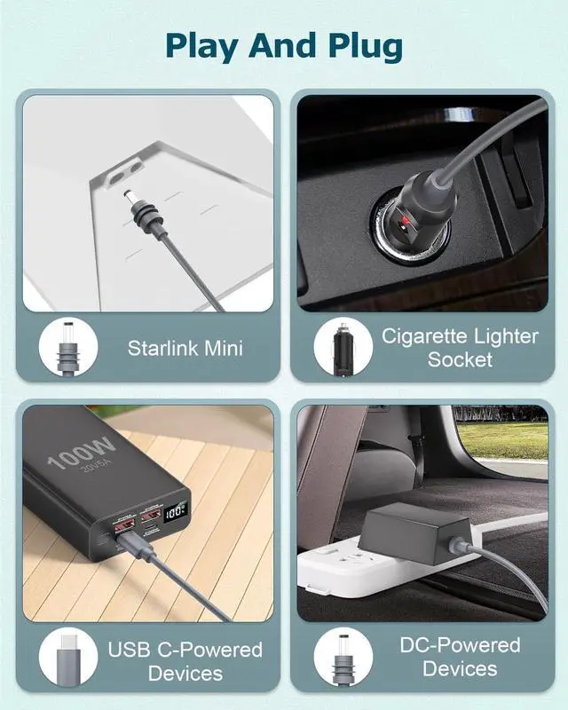 Alt view image 4 of 6 - Starlink Mini 3 in 1 DC Power Cable 10FT/3M, Starlink Mini 12V-24V Car Cigarette Lighter Charger Adapter USB C to DC Power Cord for Star Link mini Accessories PD100W 5.5 * 2.1mm 18AWG Waterproof