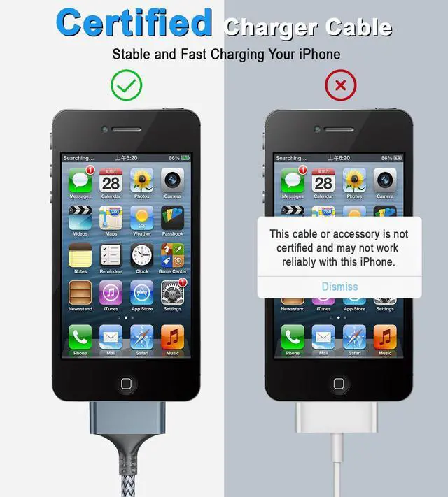 Alt view image 3 of 7 - Braided 30 Pin Charging Cable Compatible with iPhone 4/4s/3G/3GS, Old iPad 1 2 3, iPod Touch 4 3 2 1, iPod Nano 2 3 4 5 6 & iPod Classic 3/4/5/6/7 (6.5FT)