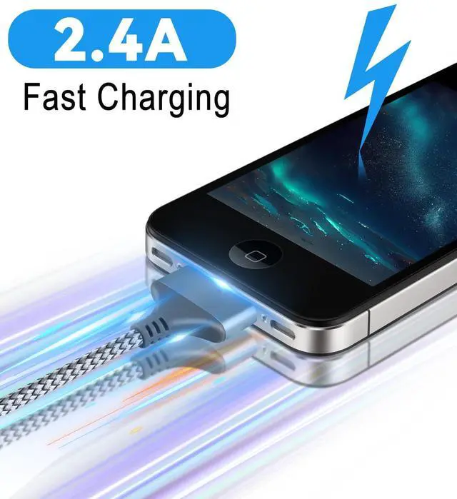 Alt view image 4 of 7 - Braided 30 Pin Charging Cable Compatible with iPhone 4/4s/3G/3GS, Old iPad 1 2 3, iPod Touch 4 3 2 1, iPod Nano 2 3 4 5 6 & iPod Classic 3/4/5/6/7 (6.5FT)