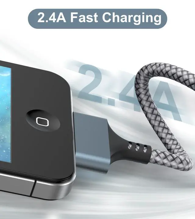 Alt view image 5 of 7 - USB to 30 Pin Charging Cable 3.3ft 2-Pack, USB Fast Charging & Sync Data Cable Nylon Braided Cord Compatible iPhone 4/4s/3G/3GS, iPad 1 2 3,iPod Touch 4 3 2 1, iPod Classic 3 2 1-Grey