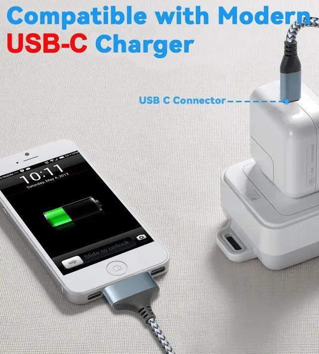 Alt view image 2 of 7 - 10FT USB C to 30Pin Charger Cable Replacement Charging Cord Compatible with i-Phone 4/4s/3G/3GS & i-Pad 1 2 3 & i-Pod Touch 4 3 2 1, Classic/Nano Series 2 3 4 5 6