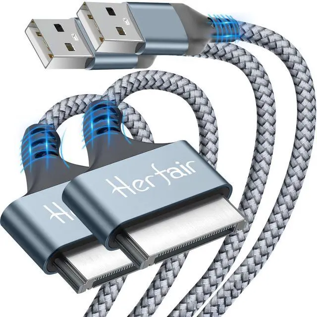 Main image of 2Pack USB to 30 Pin Charger Cable Nylon Braided USB Charging Cord Compatible with iPhone 4/4s/3G/3GS & iPad 1 2 3 & iPod Touch 4 3 2 1 Classic/Nano 2 3 4 5 6 (3FT)