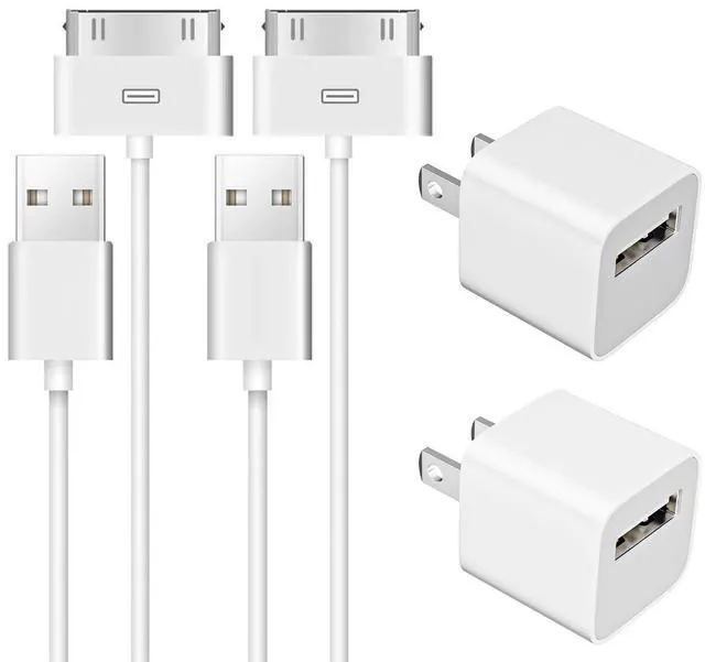 Main image of 2 Pack 30-Pin to USB-C Cable for iPhone 4 | 2 Pack 5W USB Charger Adapter| Apple MFi Certified | 3.3 Feet 30 Pin USB Charging Cable Cord for iPhone 4/4S/3G/3GS, iPad 1/2/3, iPod Classic/Touch/Nano