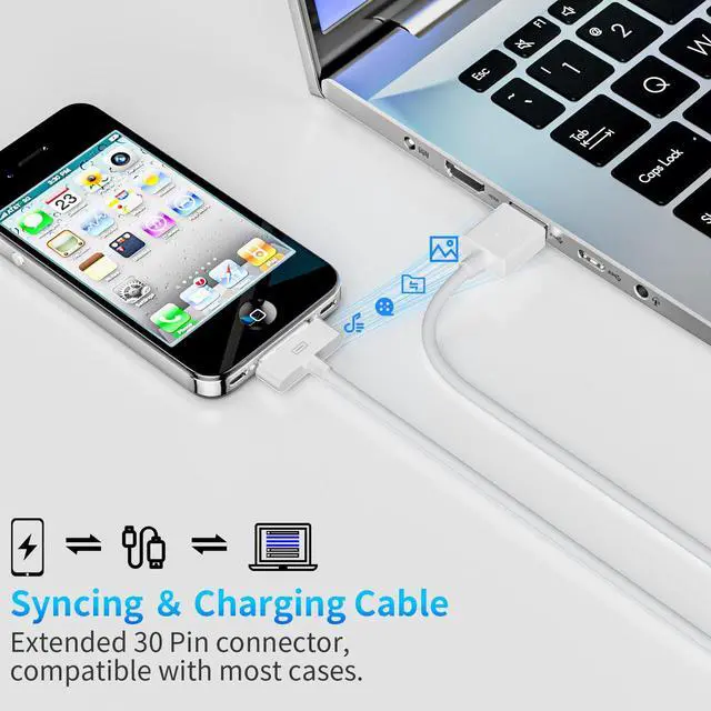 Alt view image 2 of 7 - 2 Pack 30-Pin to USB-C Cable for iPhone 4 | 2 Pack 5W USB Charger Adapter| Apple MFi Certified | 3.3 Feet 30 Pin USB Charging Cable Cord for iPhone 4/4S/3G/3GS, iPad 1/2/3, iPod Classic/Touch/Nano