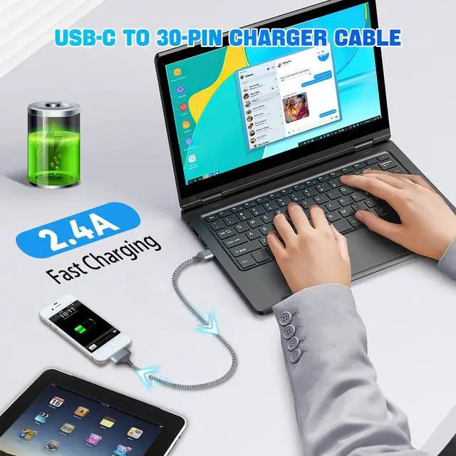 Alt view image 6 of 7 - 30 Pin to USB C CableFast Charging & Sync Cable Compatible with iPhone 4S/4, 3G/3GS, iPad 1/2/3, iPod Touch/Nano (2M/6.6FT)