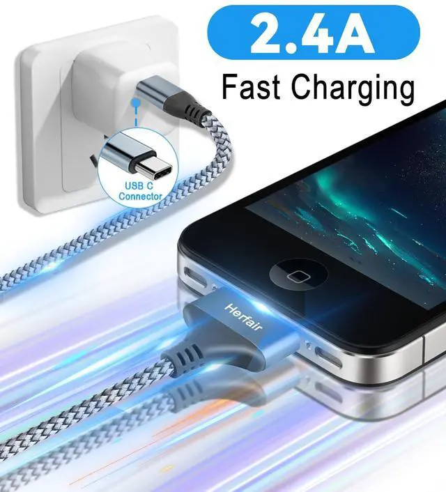 Alt view image 4 of 7 - USB C to 30 Pin Charger Cable with Modern Type-C Connector Charging Cord Compatible with iPhone 4/4s/3G/3GS & iPad 1 2 3 & iPod Touch 4 3 2 1 Classic/Nano 2 3 4 5 6 (6.5FT)