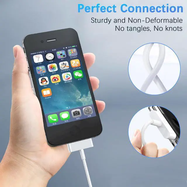 Alt view image 5 of 7 - 30-Pin to USB C Adapter Cable for iPhone, iPad, iPod 3ft (Next-Generation Data Cable/Charging Cable from USB C to Dock Connector for iPhone 4S/4/3G/3/1, iPad 3/2/1, iPod, White