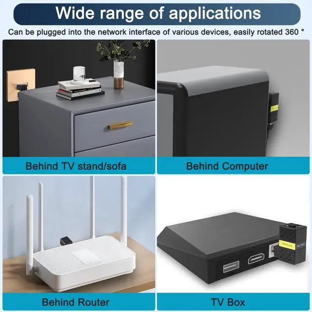 Alt view image 6 of 7 - 2 Pcs 360 Degree Ethernet AdapterGigabit 90 Degree Angle Network LAN Cat5 Cat6 Extension Adapter1000Mbps RJ45 8P8C Male to Female Connector for Computers, Laptops, Routers
