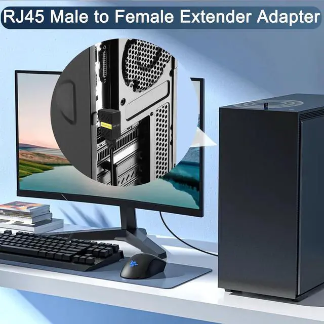 Alt view image 5 of 7 - 2 Pcs 360 Degree Ethernet AdapterGigabit 90 Degree Angle Network LAN Cat5 Cat6 Extension Adapter1000Mbps RJ45 8P8C Male to Female Connector for Computers, Laptops, Routers