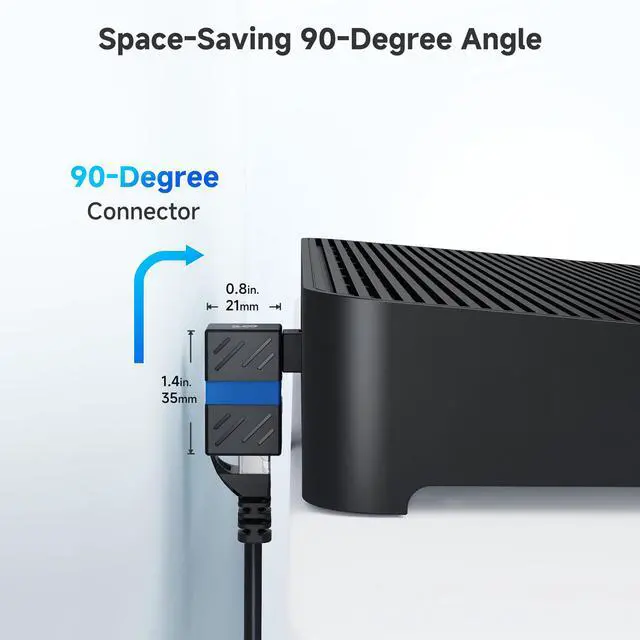 Alt view image 4 of 7 - 2-Pack 10Gbps 360° Rotatable Cat 6A Right Angle Ethernet Adapter, Cat6A RJ45 Ethernet Adapter Male to Female