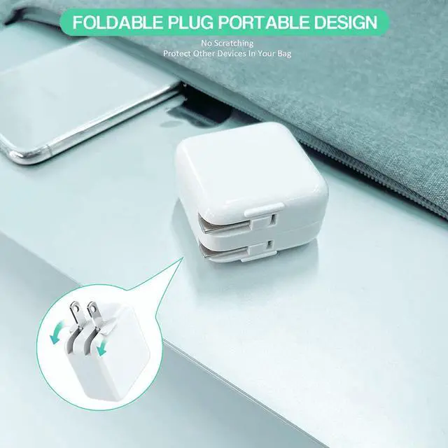 Alt view image 4 of 6 - iPad Charger,Fast Charge iPhone,10FT i-Pad Charging Cord, 12W i Pad Charger Fast Charging Block Foldable Portable Travel Plug with Extra Long Lightning Cable Cord Compatible with iPad/iPhone/Airpod