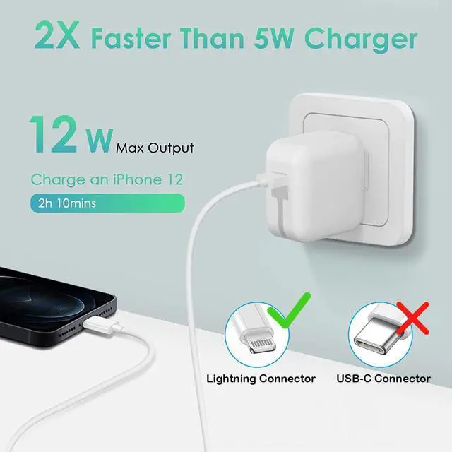 Main image of iPad Charger,Fast Charge iPhone,10FT i-Pad Charging Cord, 12W i Pad Charger Fast Charging Block Foldable Portable Travel Plug with Extra Long Lightning Cable Cord Compatible with iPad/iPhone/Airpod
