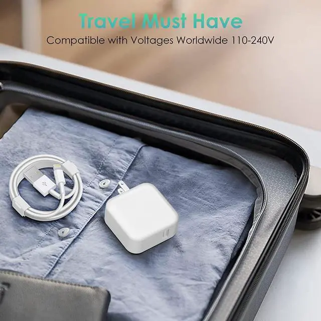 Alt view image 6 of 6 - iPad Charger,Fast Charge iPhone,10FT i-Pad Charging Cord, 12W i Pad Charger Fast Charging Block Foldable Portable Travel Plug with Extra Long Lightning Cable Cord Compatible with iPad/iPhone/Airpod