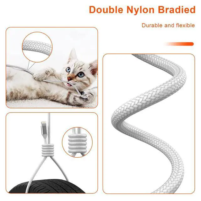 Alt view image 5 of 7 - 3.3FT iPhone Charging Extension Cable,Nylon Braided Lightning Extender Dock Cable Adapter for iPhone 14 Pro 13 Pro Max 12 11 X XR 8 7 6 Male to Female Extension Cord Pass Video,Data,Audio,OTG