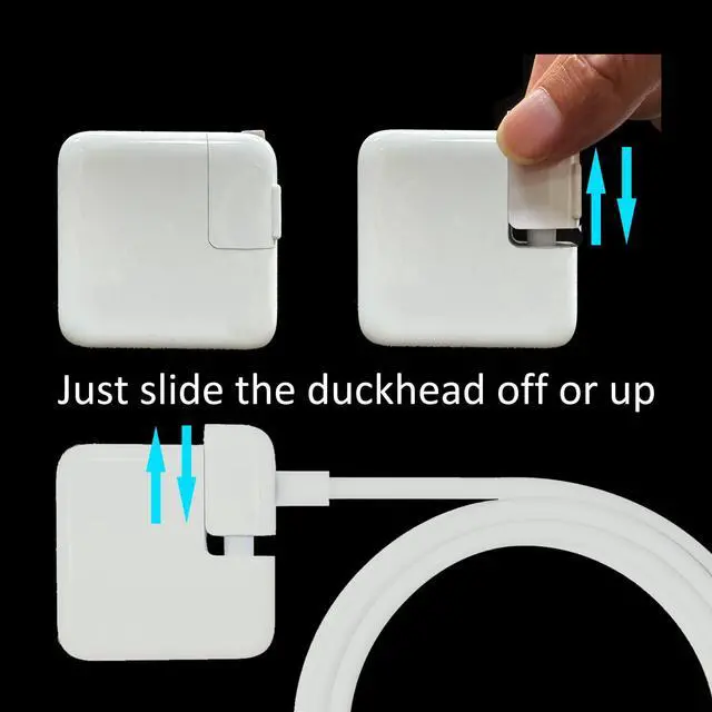Alt view image 4 of 7 - 3-in-1 Mac AC Wall Adapter Extension Cable and Plug Duckhead US Charger Cord Standard Folding Duck Head for MacBook/Mac iBook/iPhone/iPad/iPod Power Adapter