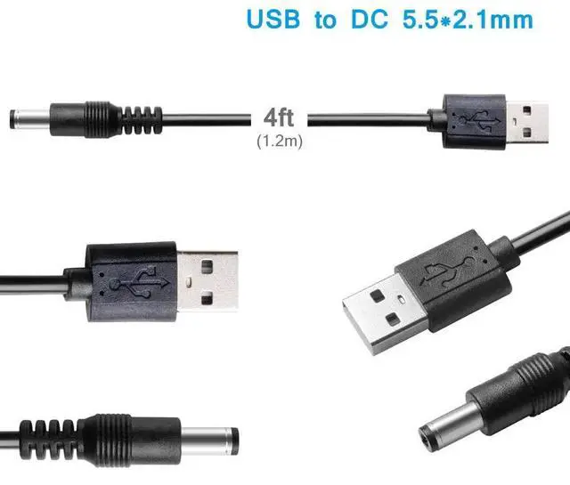 Alt view image 3 of 6 - DC 5V Power Cord, USB to DC 5.5x2.1mm Plug Charging Cable with 10 Connector Tips(5.5x2.5, 4.8x1.7, 4.0x1.7, 4.0x1.35, 3.5x1.35, 3.0x1.1, 2.5x0.7, Micro, Type-C, Mini USB)