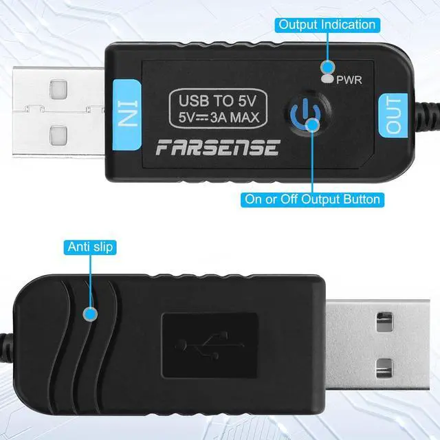 Alt view image 4 of 7 - USB to DC 5V Power Cord, Universal DC 5.5x2.1mm Barrel Plug Charging Cable(3FT) with 10 Connector Tips,USB to Barrel Plug 5V Power Cable with On/Off Switch and Led Indicator