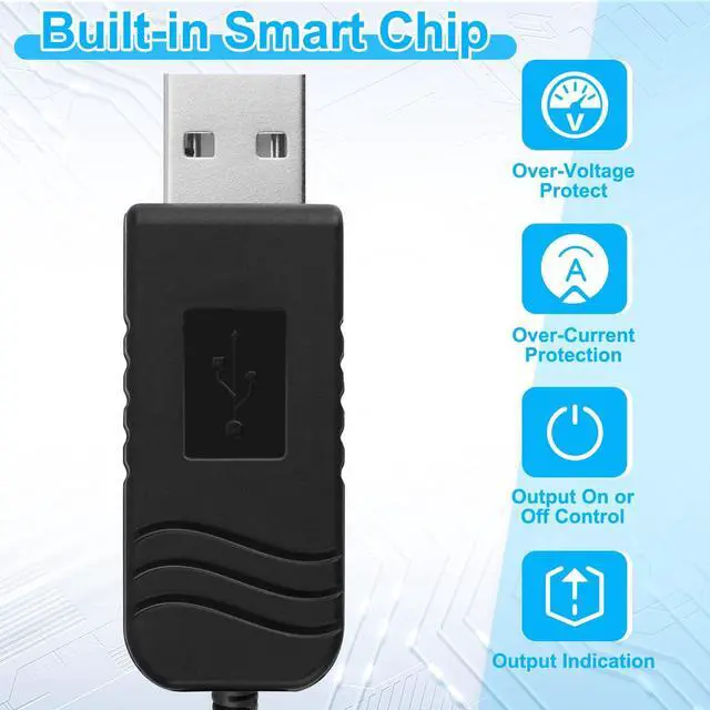 Alt view image 5 of 7 - USB to DC 5V Power Cord, Universal DC 5.5x2.1mm Barrel Plug Charging Cable(3FT) with 10 Connector Tips,USB to Barrel Plug 5V Power Cable with On/Off Switch and Led Indicator
