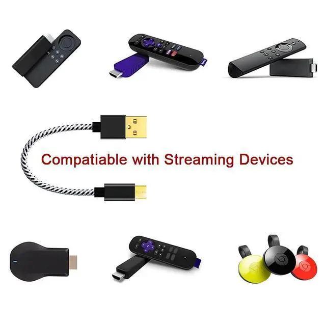 Alt view image 3 of 6 - USB Power Cable for Fire Stick, Adapter Cord Plug Replacement, Powers Amazon FireStick Directly from TV USB Port, Eliminates The Need for a Charger