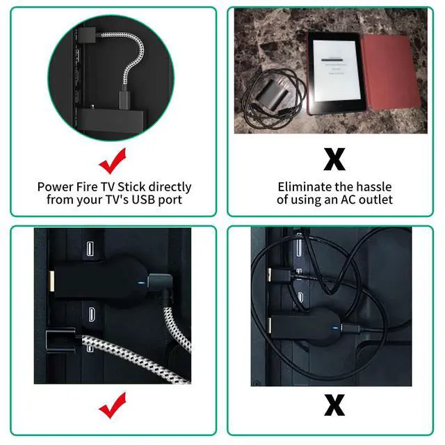 Alt view image 4 of 6 - USB Power Cable for Fire Stick, Adapter Cord Plug Replacement, Powers Amazon FireStick Directly from TV USB Port, Eliminates The Need for a Charger