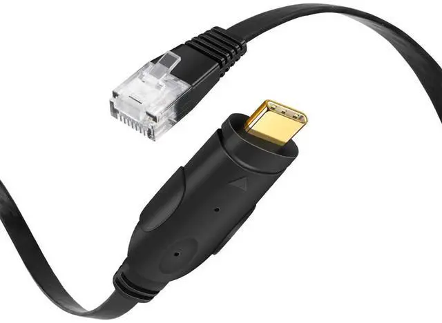 Main image of USB C to RJ45 Console Cable 6 Feet USB Serial Adapter Compatible with Router, Cisco, NETGEAR, Windows, macOS, Linux, Black