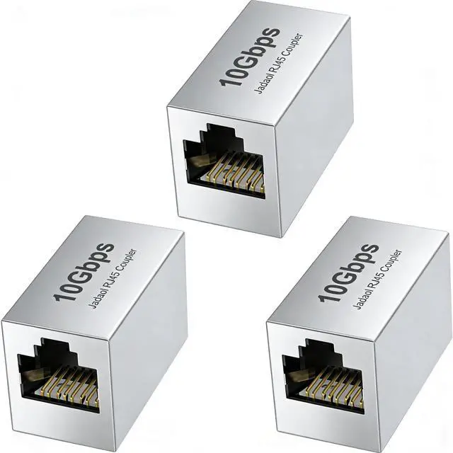 Main image of [UL Listed RJ45 Coupler 10Gbps Shielded, Gold-Plated Contacts, Aluminum Alloy Inline Ethernet Extender, PoE Supported Female-to-Female Adapter for Cat8/Cat7/Cat6a/Cat6 Cables, 3-Pack White
