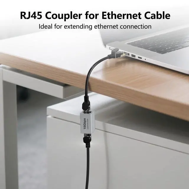 Alt view image 3 of 7 - [UL Listed RJ45 Coupler 10Gbps Shielded, Gold-Plated Contacts, Aluminum Alloy Inline Ethernet Extender, PoE Supported Female-to-Female Adapter for Cat8/Cat7/Cat6a/Cat6 Cables, 3-Pack White