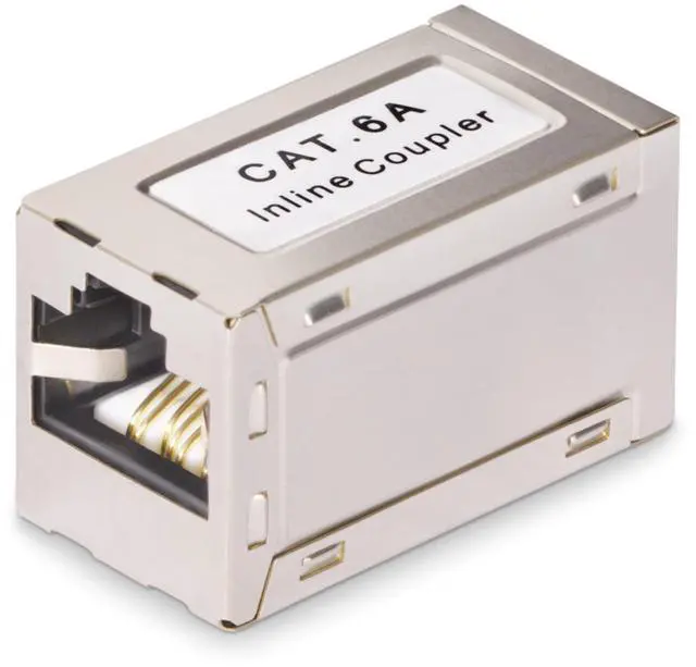 Main image of Shielded RJ45 Coupler, Inline Cat6a Coupler, Female to Female (F/F) T568B Pinout, Shielded Ethernet Cable Extension
