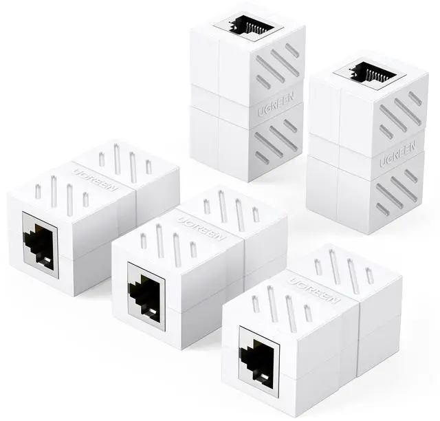 Main image of RJ45 Coupler Ethernet Extender Connector 5 Pack Inline Coupler Cat7 Cat6 Cat5e Ethernet Cable Adapter Female to Female White