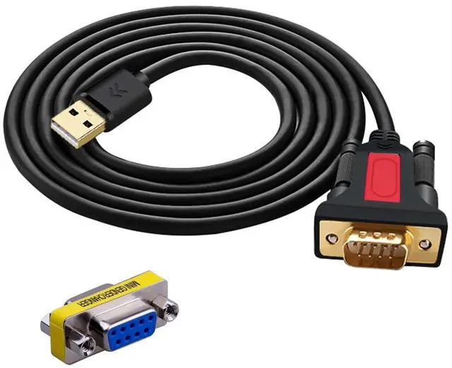 Main image of USB to RS232 DB9 Serial (9-Pin) Adapter Cable 5ft Compatible with MAC OS, Windows, Android, Linux (USB A)