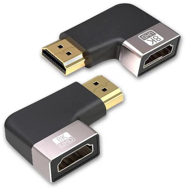 Main image of ! 90 Degree & 270 Degree Right Angle HDMI Adapter 2 Pack, HDMI Coupler for Tight Space, 8K@60Hz 4K@120Hz HDMI 2.1 Extension Connector, Gold Plated Compact Design