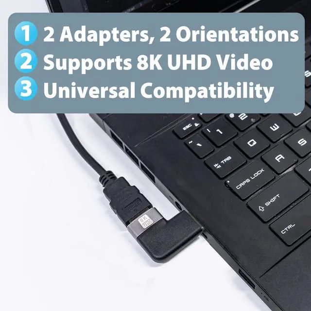 Alt view image 2 of 7 - ! 90 Degree & 270 Degree Right Angle HDMI Adapter 2 Pack, HDMI Coupler for Tight Space, 8K@60Hz 4K@120Hz HDMI 2.1 Extension Connector, Gold Plated Compact Design