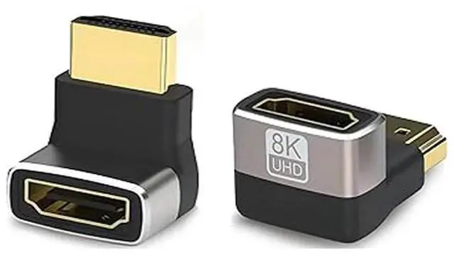 Alt view image 2 of 5 - 8K HDMI Coupler 90 and 270 Degree Adapter 2-Pack, Right Angle HDMI 2.1 Male to Female L Gold Plated Vertical Adapter Connector