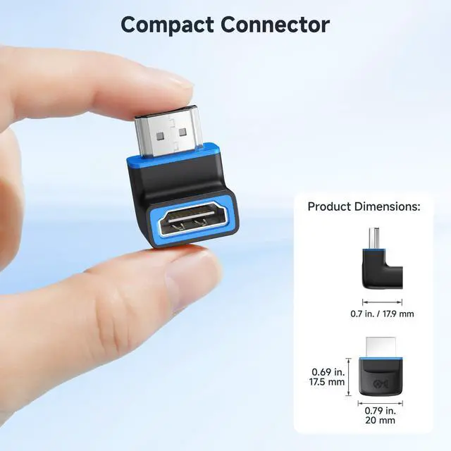 Alt view image 5 of 7 - 2-Pack 48Gbps 8K Right Angle HDMI 2.1 Adapter with HDR, Supports 8K@60Hz / 4K@240Hz, 90 Degree HDMI Adapter Male to Female, Black