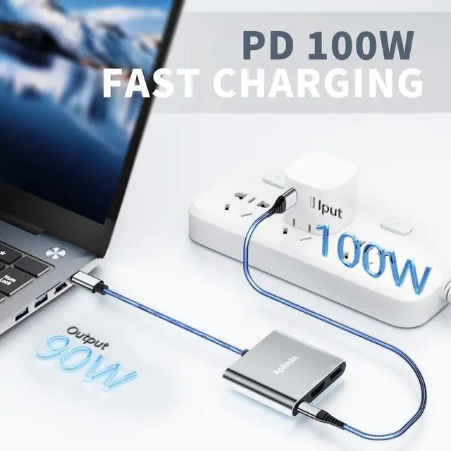 Alt view image 5 of 7 - USB C to HDMI Adapter, 4K@60Hz HDMI to USB-C Adapter with USBA 3.0 & 100W PD Port Multiport Digital AV Converter for MacBook Pro/Air, iPad, iPhone 15/16, Tablets, Switch, TV, Monitor and More